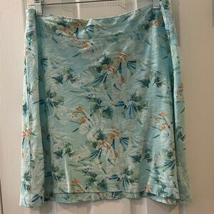Fresh Produce Floral Mini Skirt - Light Blue and Orange
